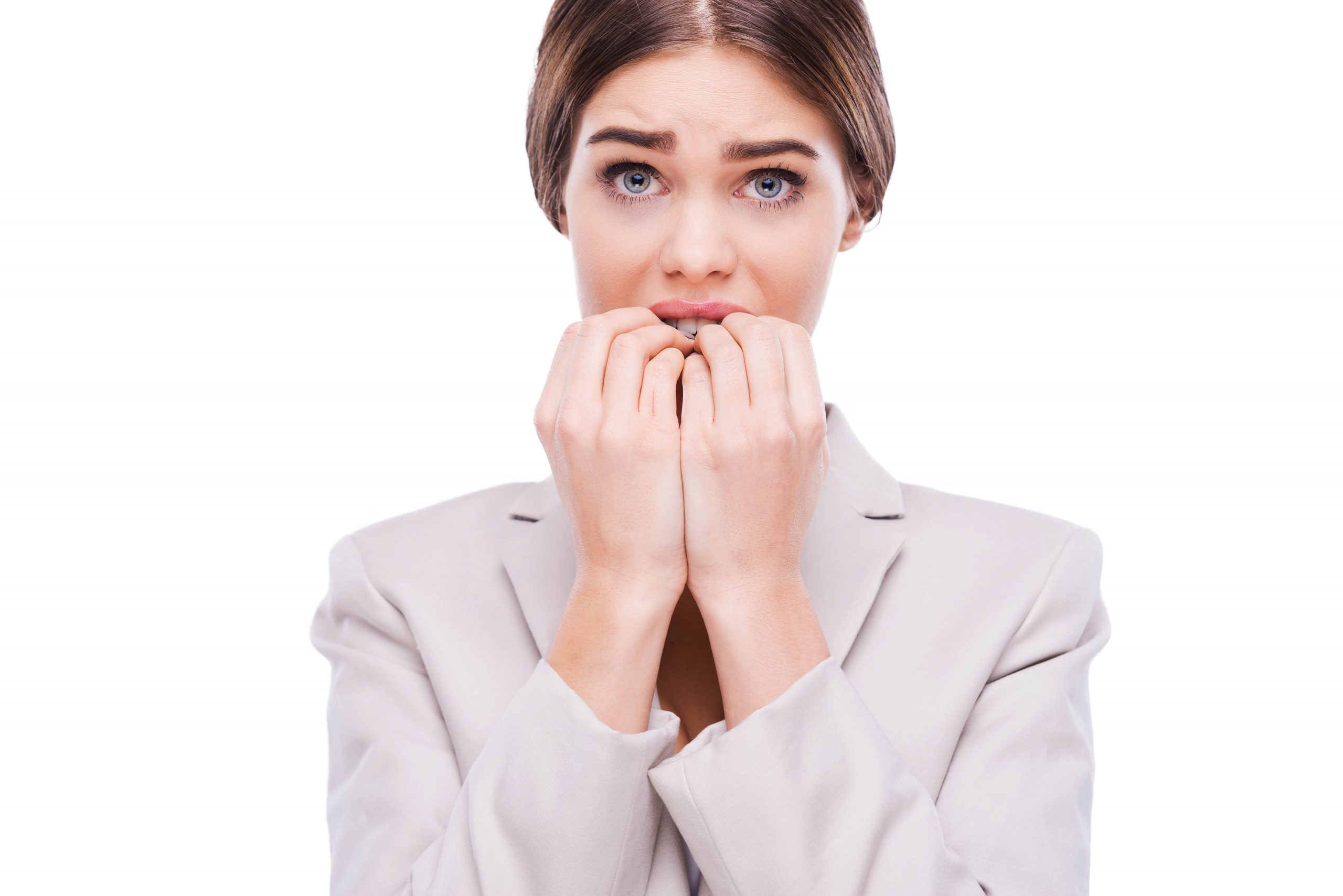 woman with dental anxiety and being unable to relax at the dentist